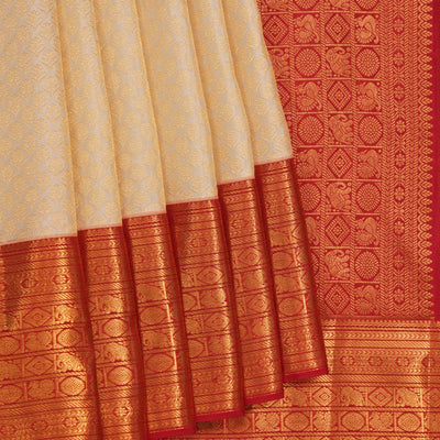 Kanchipattu An Ethereal Pearl Off-White Saree