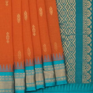 Gadwal Cotton Orange Saree