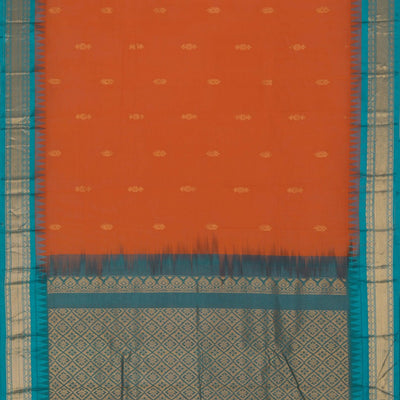 Gadwal Cotton Orange Saree