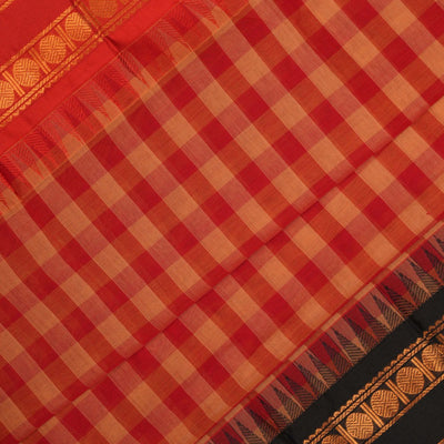 Gadwal Cotton Kattam Red Saree