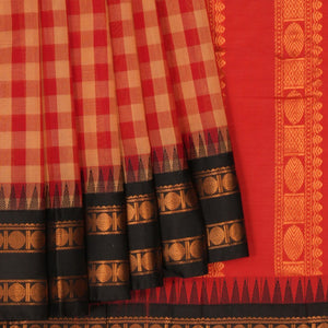 Gadwal Cotton Kattam Red Saree