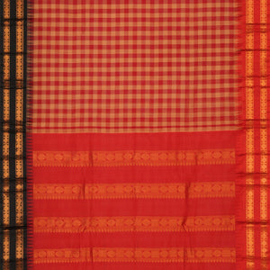 Gadwal Cotton Kattam Red Saree