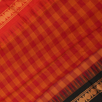 Gadwal Cotton Kattam Red Saree