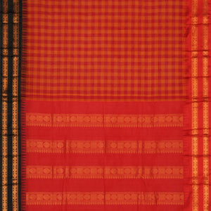 Gadwal Cotton Kattam Red Saree