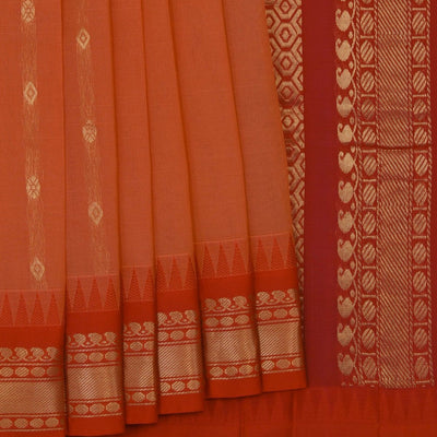 Gadwal Cotton Orange Saree