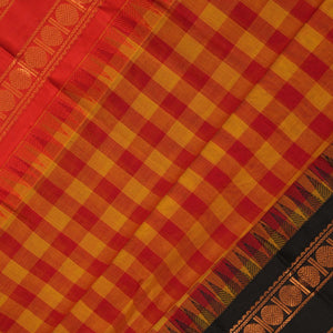 Gadwal Cotton Kattam Red Saree