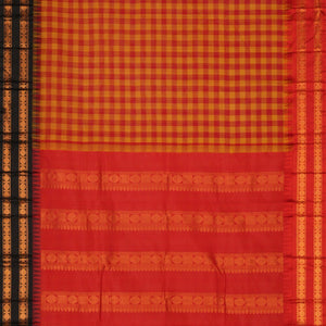 Gadwal Cotton Kattam Red Saree
