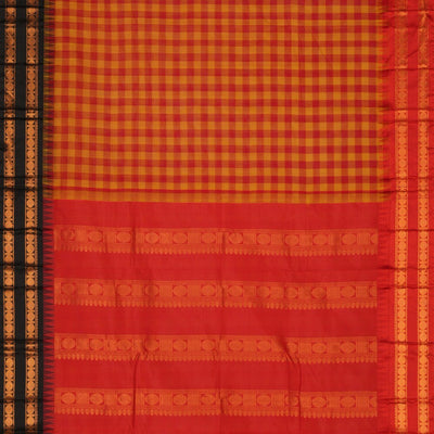 Gadwal Cotton Kattam Red Saree