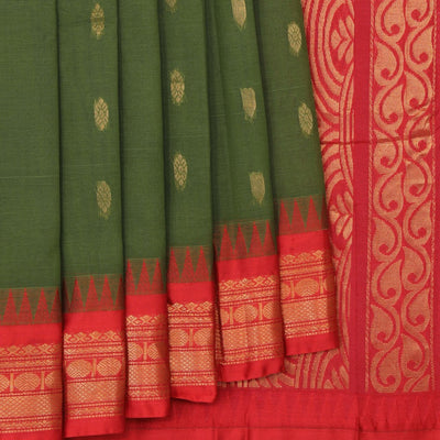 Gadwal Cotton Green Saree
