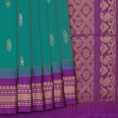 Gadwal Cotton Teal Green Saree