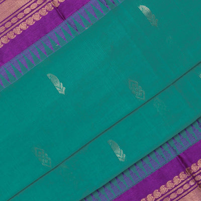 Gadwal Cotton Teal Green Saree