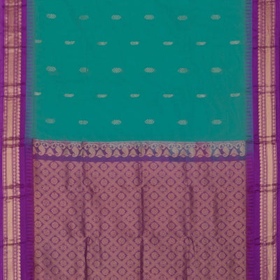 Gadwal Cotton Teal Green Saree