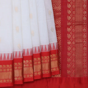 Gadwal Cotton White Saree