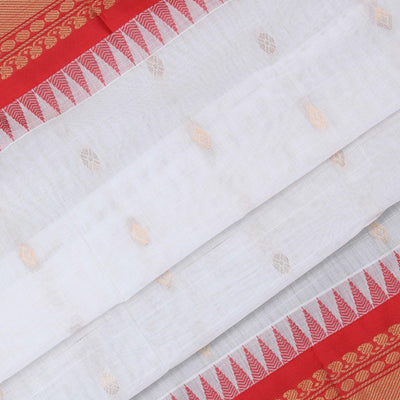 Gadwal Cotton White Saree