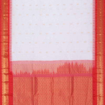 Gadwal Cotton White Saree