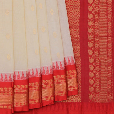 Gadwal Cotton Off-White Saree