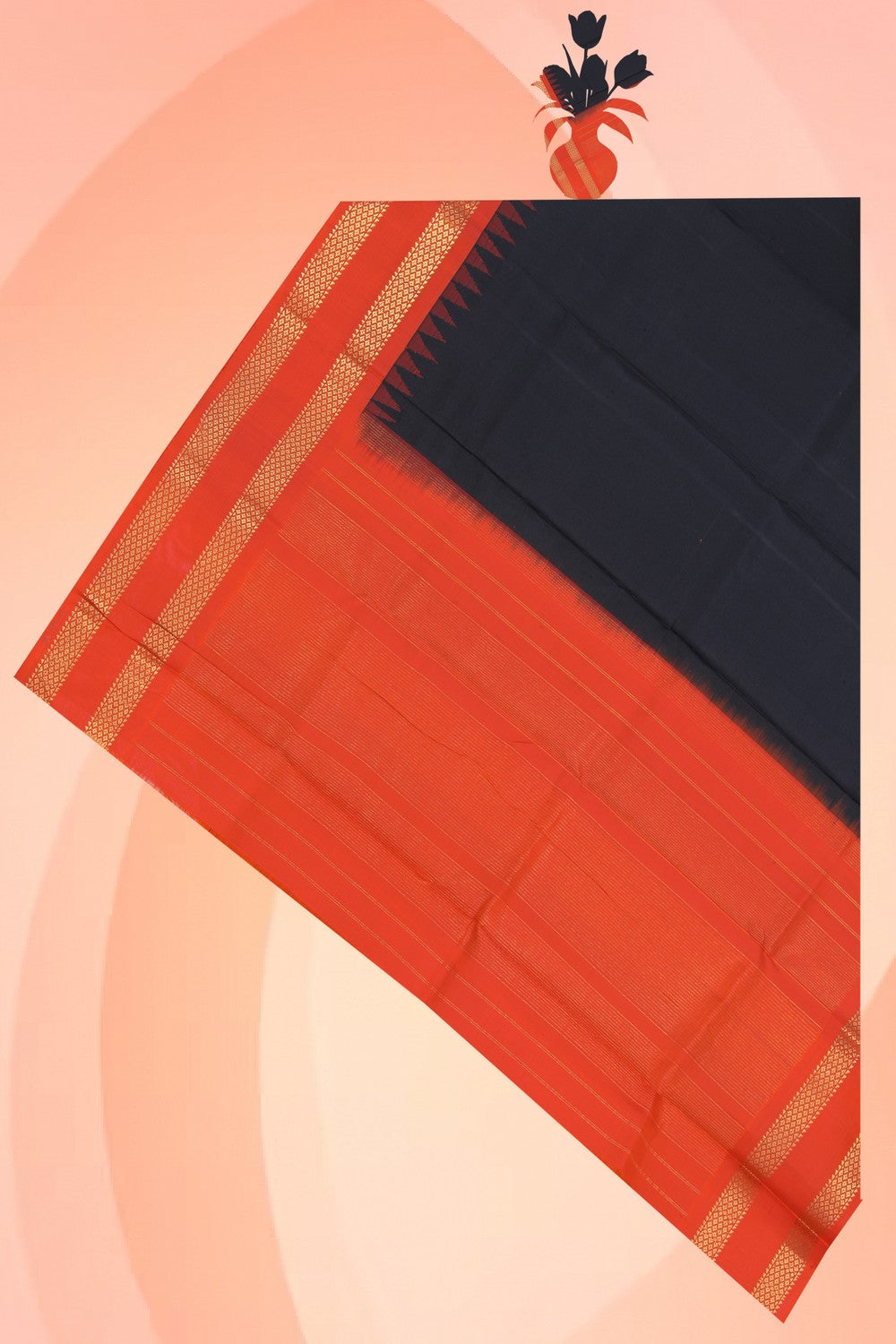 Gadwal Silk Black Dupatta