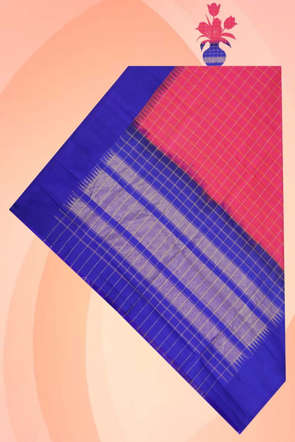 Gadwal Silk Fuchsia-Pink Dupatta