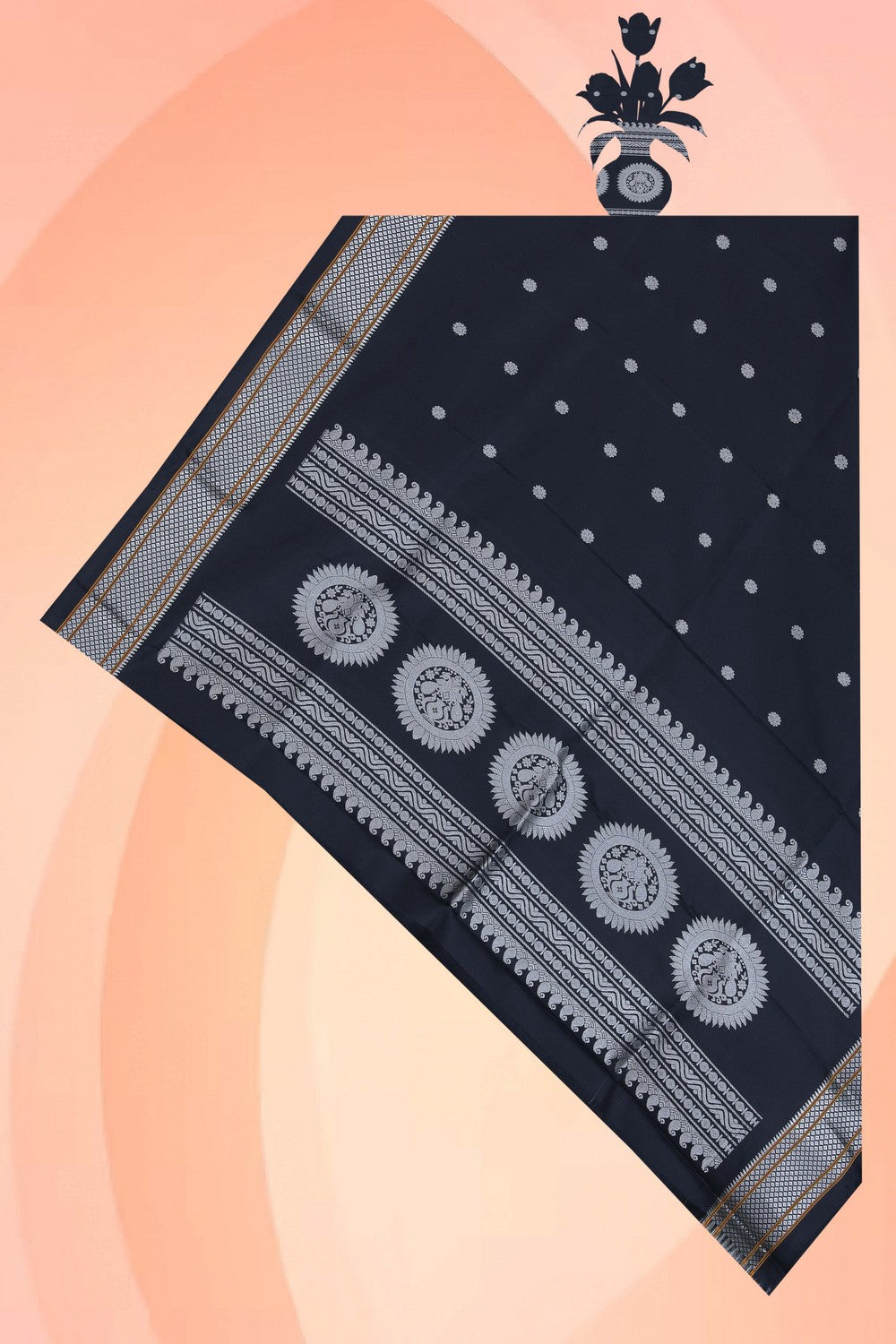 Gadwal Silk Black Dupatta