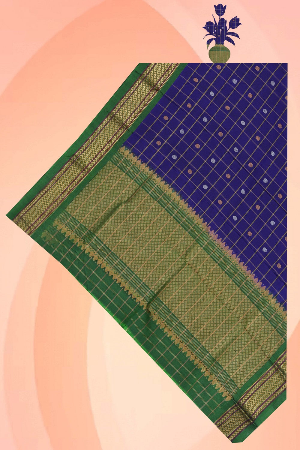 Gadwal Silk Indigo Blue Dupatta