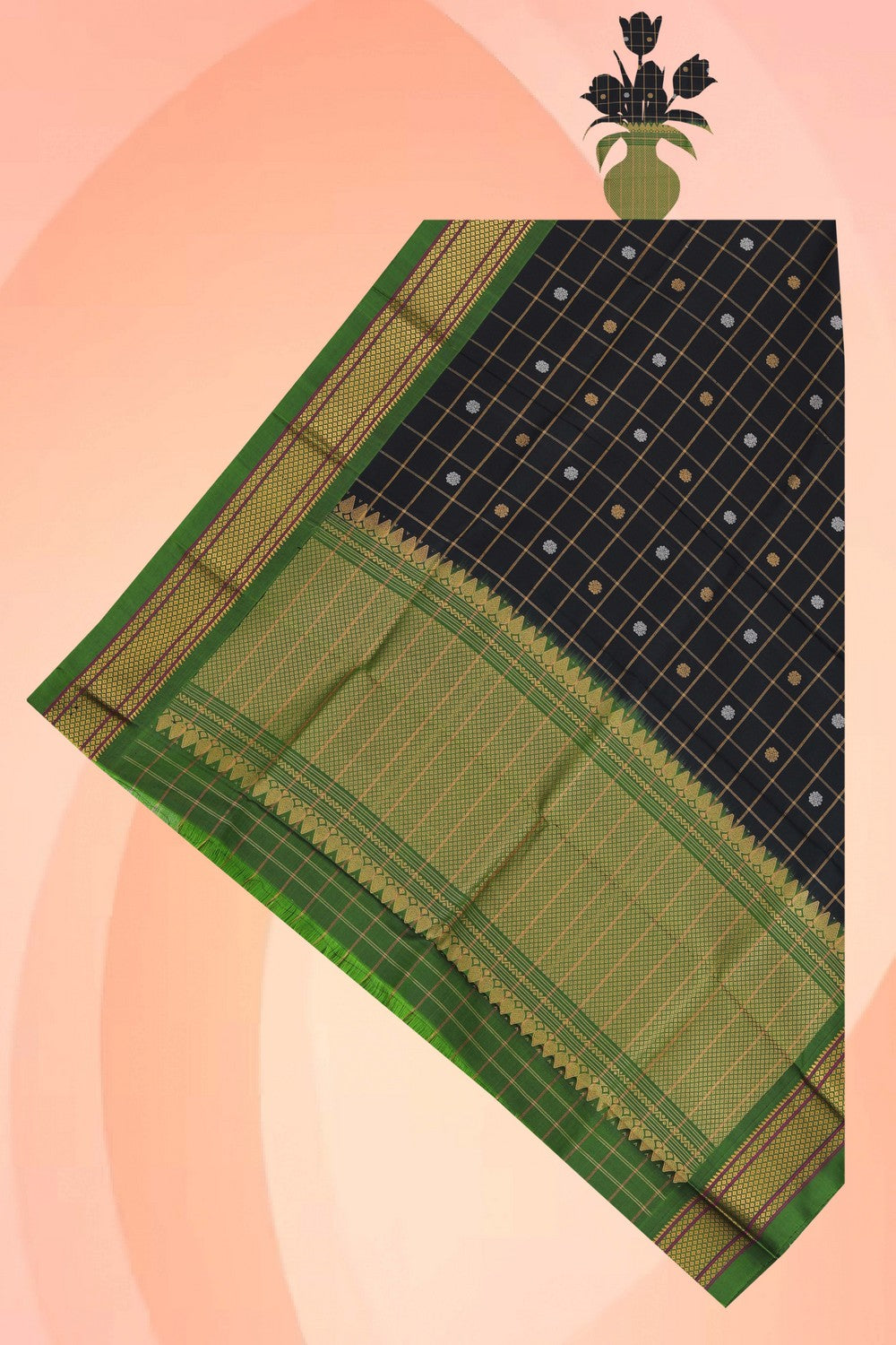 Gadwal Silk Black Dupatta