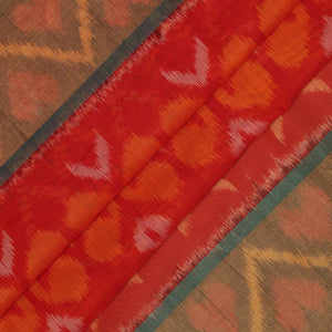 Ikat Cotton-Silk Red Saree