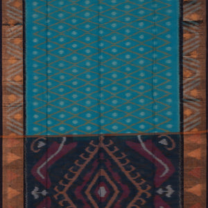 Ikat Cotton-Silk Blue Saree