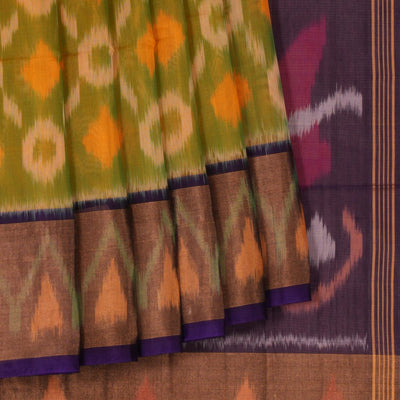 Ikat Cotton-Silk Spring Green Saree