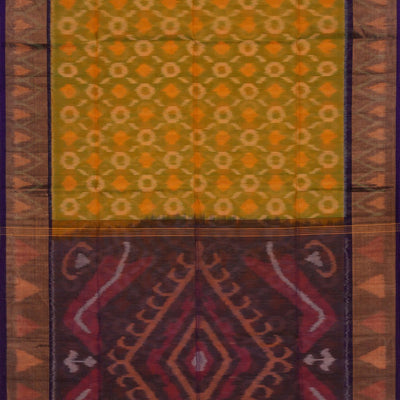 Ikat Cotton-Silk Spring Green Saree