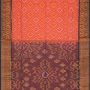 Ikat Cotton-Silk Fuchsia-Pink Saree