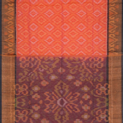 Ikat Cotton-Silk Fuchsia-Pink Saree