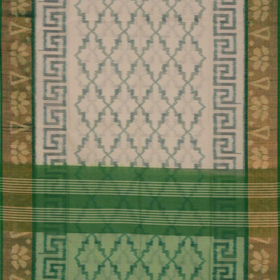 Ikat Cotton-Silk White Saree