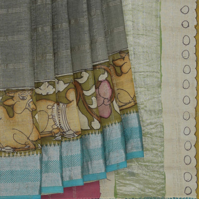 Kalamkari Painted Saree With Natural Dyes.