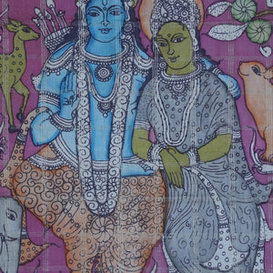 Kalamkari Painted Saree With Natural Dyes.