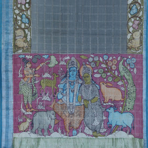 Kalamkari Painted Saree With Natural Dyes.