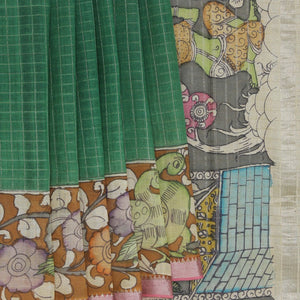 Kalamkari Painted Saree With Natural Dyes.