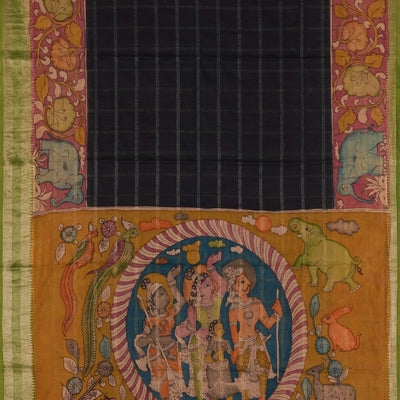 Kalamkari Painted Saree With Natural Dyes.