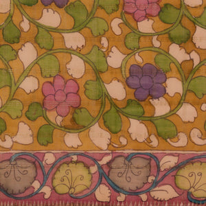 Kalamkari Painted Saree With Natural Dyes.