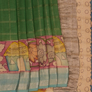 Kalamkari Painted Saree With Natural Dyes.