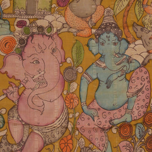 Kalamkari Painted Saree With Natural Dyes.
