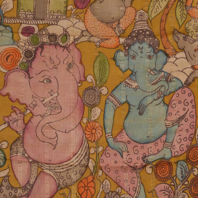 Kalamkari Painted Saree With Natural Dyes.
