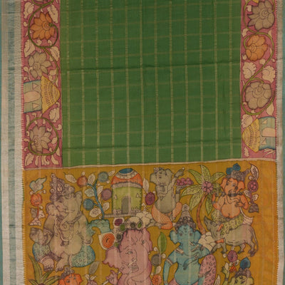 Kalamkari Painted Saree With Natural Dyes.