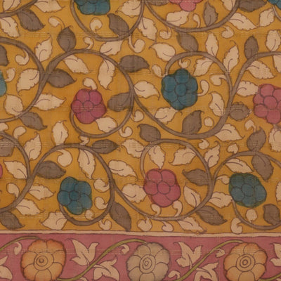 Kalamkari Painted Saree With Natural Dyes.