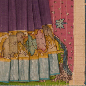 Kalamkari Painted Saree With Natural Dyes.