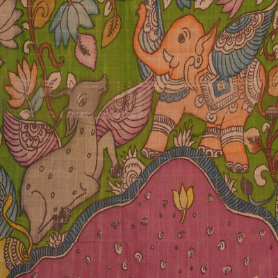 Kalamkari Painted Saree With Natural Dyes.