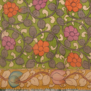 Kalamkari Painted Saree With Natural Dyes.