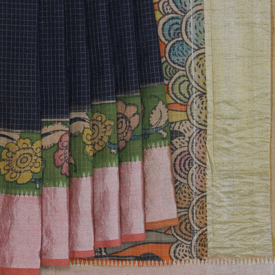 Kalamkari Painted Saree With Natural Dyes.