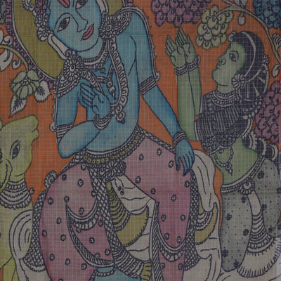 Kalamkari Painted Saree With Natural Dyes.