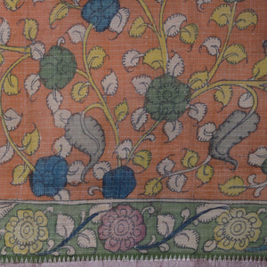 Kalamkari Painted Saree With Natural Dyes.