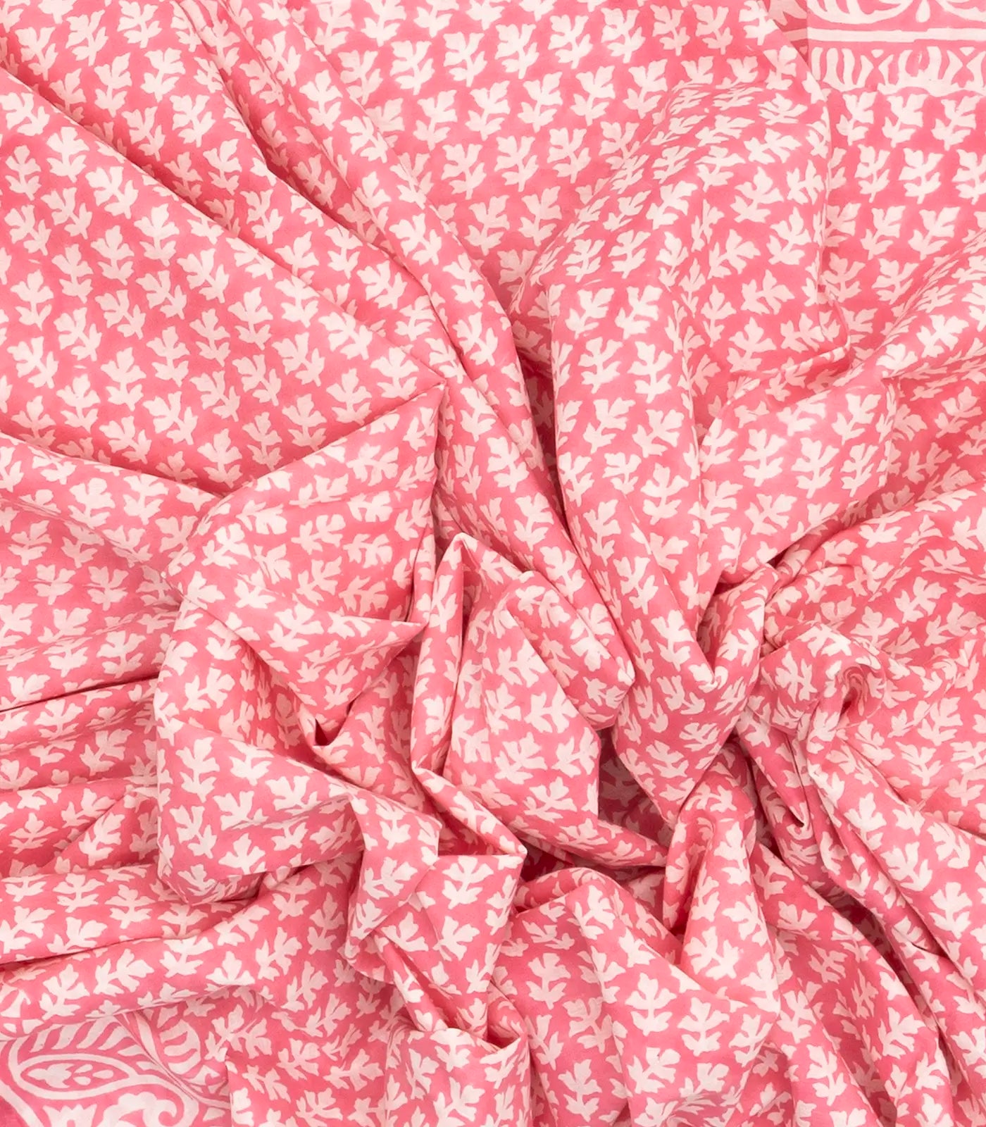 Baby Pink Woven Jaipur Cotton Saree Printed With Floral Motifs